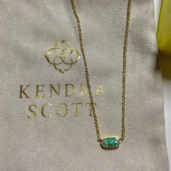 Kendra Scott Necklace Emerald Green Gold Crystal - Picture 7 of 8